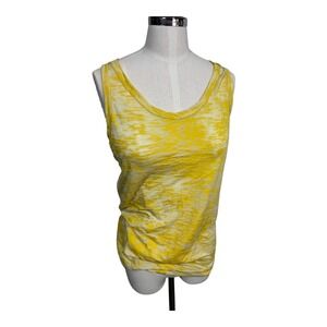 Hapi by Hapiru Tank Top Sleeveless Casual Yellow‎ Print Top Size M